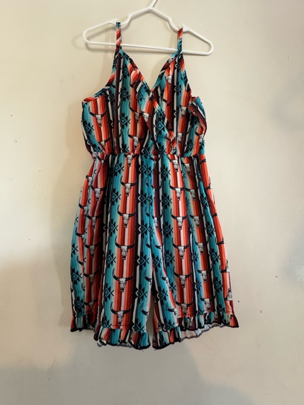 Girls Striped Southwestern Print Sundress - Teal & Coral